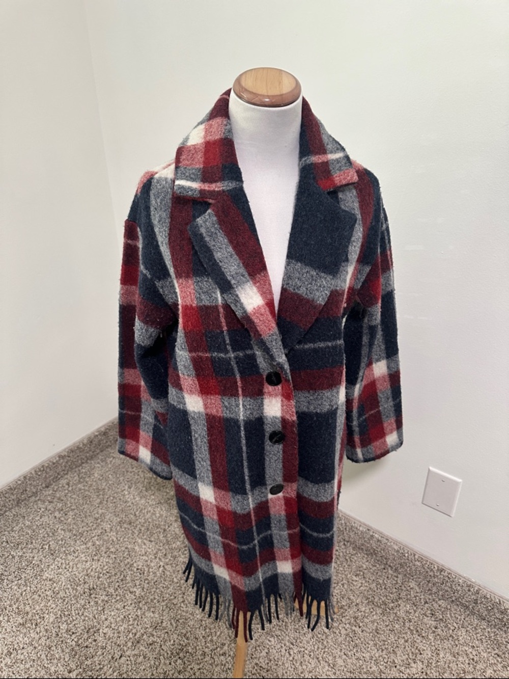 🐩 Tahari Wool Blend Fringe Hem Jacket
